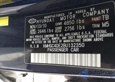 2011 Hyundai Genesis 3.8 z USA, uszkodzony, nr VIN KMHGC4DE2BU132350